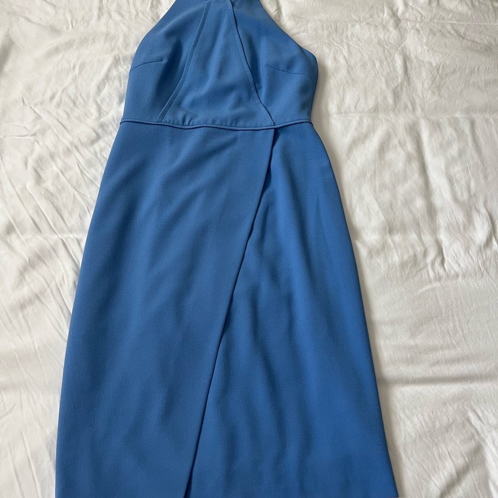 Gianni Bini Blue Asymmetrical Wrap Sheath Dress